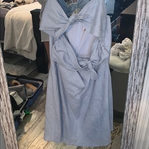 Blush boutique blue tie detail dress